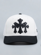 New Era x Chrome Hearts Style Triple Leather Cross Patch Fitted Cap