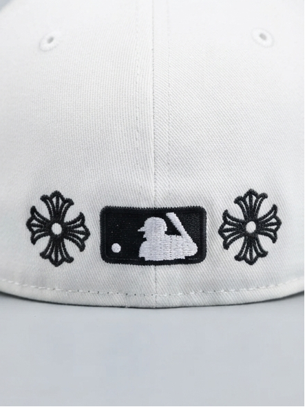 New Era x Chrome Hearts Style Triple Leather Cross Patch Fitted Cap