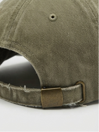 Vintage Distressed Olive Green Graphic Embroidered Baseball Cap