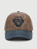 Vintage Distressed Leatherette Monkey Graphic Baseball Cap