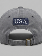 Vintage Washed Grey USA Flag Embroidered Cotton Baseball Cap