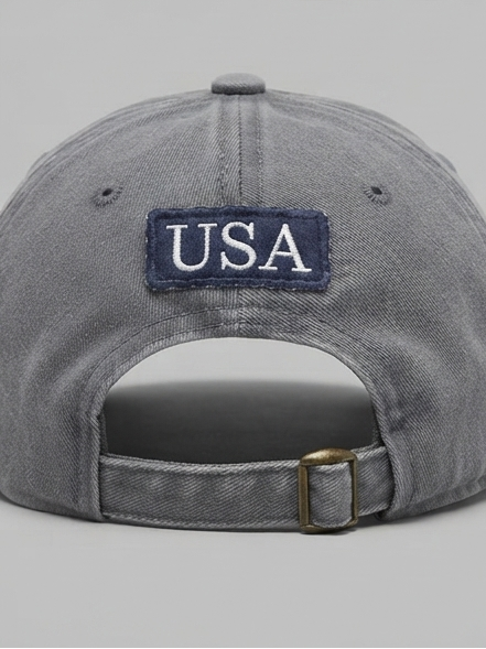 Vintage Washed Grey USA Flag Embroidered Cotton Baseball Cap