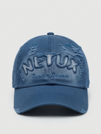 Vintage Washed Blue Distressed Embroidered Baseball Cap - NETUX