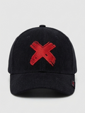 D'YAVOL X Black Corduroy Embroidered Baseball Cap - Red "X" Edition