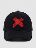 D'YAVOL X Black Corduroy Embroidered Baseball Cap - Red "X" Edition