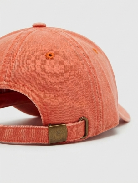 Vintage Washed Coral Orange "Bad Hair Day" Embroidered Cotton Baseball Cap