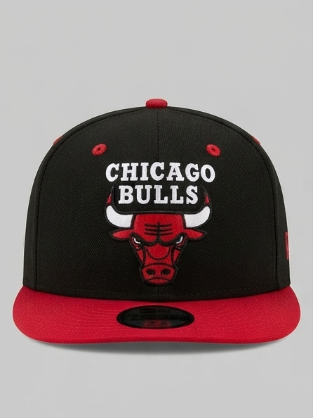 New Era NBA Chicago Bulls Black and Red Two-Tone Snapback Cap