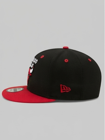 New Era NBA Chicago Bulls Black and Red Two-Tone Snapback Cap