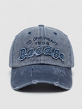 Vintage Washed Denim Blue Distressed "Bacaga 1998" Embroidered Baseball Cap