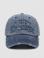 Vintage Washed Denim Blue Distressed "Bacaga 1998" Embroidered Baseball Cap