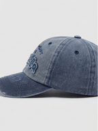 Vintage Washed Denim Blue Distressed "Bacaga 1998" Embroidered Baseball Cap