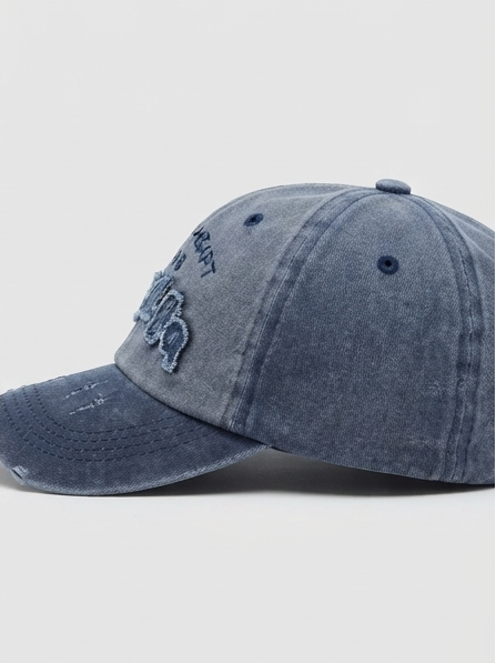 Vintage Washed Denim Blue Distressed "Bacaga 1998" Embroidered Baseball Cap