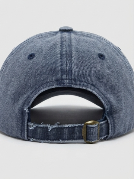 Vintage Washed Denim Blue Distressed "Bacaga 1998" Embroidered Baseball Cap
