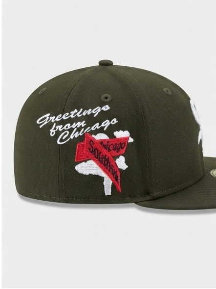 New Era Chicago White Sox Olive Green "Greetings From Chicago" Fitted Cap