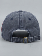 Vintage Washed Maroon and Navy Blue Distressed Graphic Baseball Cap