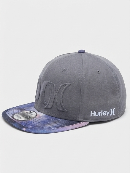 New Era x Hurley Grey Galaxy Print Visor Adjustable Baseball Cap