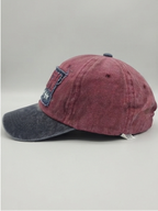 Vintage Washed Maroon and Navy Distressed "PUSH 5-Star" Patch Baseball Cap