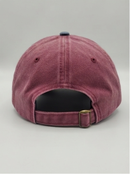 Vintage Washed Maroon and Navy Distressed "PUSH 5-Star" Patch Baseball Cap