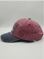 Vintage Washed Maroon and Navy Distressed "PUSH 5-Star" Patch Baseball Cap