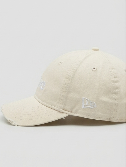 New Era Off-White Cream "Active" Distressed Embroidered Dad Cap