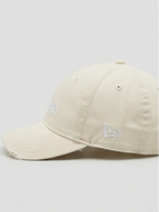 New Era Off-White Cream "Active" Distressed Embroidered Dad Cap