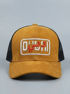 FADRT Mustard Suede & Black Mesh "DUBAI" Embroidered Trucker Cap