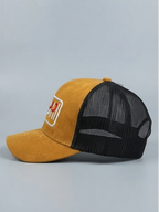FADRT Mustard Suede & Black Mesh "DUBAI" Embroidered Trucker Cap