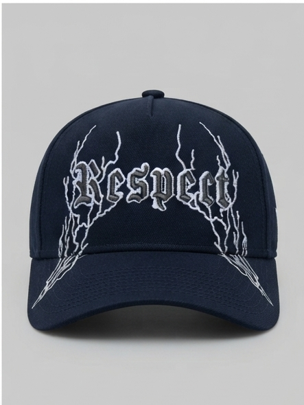 New Era Navy Blue Gothic "Respect" Lightning Graphic Adjustable Cap