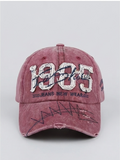 Vintage Washed Maroon Distressed "1985" Patchwork Dad Cap