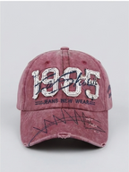 Vintage Washed Maroon Distressed "1985" Patchwork Dad Cap