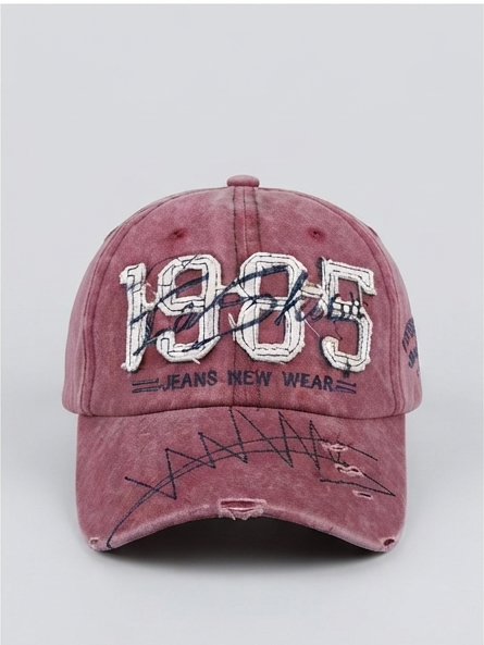 Vintage Washed Maroon Distressed "1985" Patchwork Dad Cap