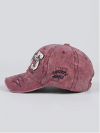 Vintage Washed Maroon Distressed "1985" Patchwork Dad Cap