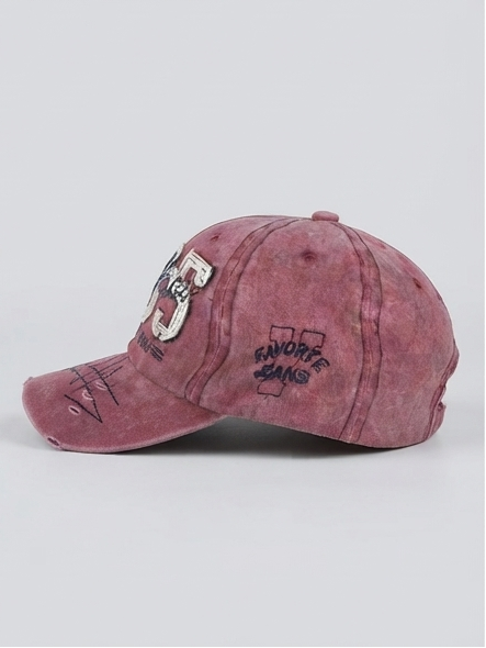Vintage Washed Maroon Distressed "1985" Patchwork Dad Cap