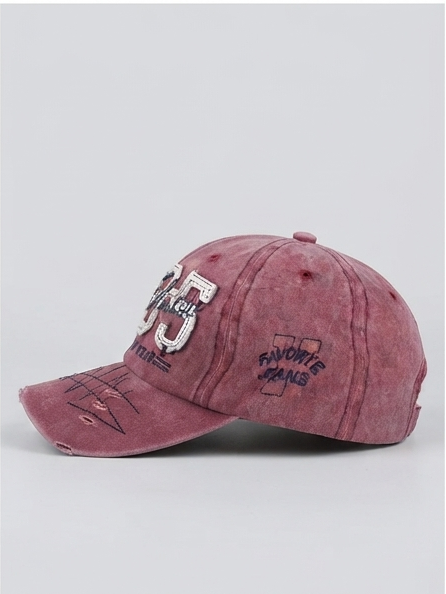 Vintage Washed Maroon Distressed "1985" Patchwork Dad Cap