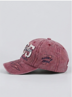 Vintage Washed Maroon Distressed "1985" Patchwork Dad Cap