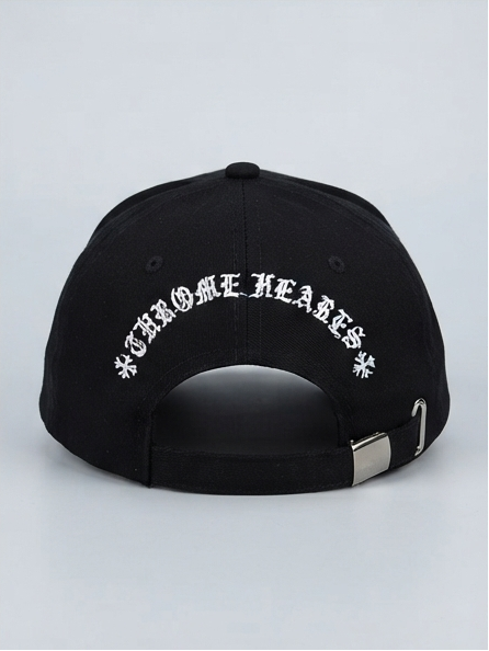Black Chrome Hearts Hollywood Lips & Cross Patchwork Gothic Cap