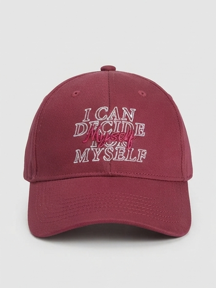 Maroon Red "I Can Decide For Myself" Slogan Embroidered Dad Cap