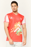 ADIDAS Men Sportswear Fit Short Sleeve Rugby Jersey, Coral