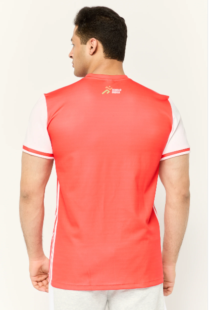 ADIDAS Men Sportswear Fit Short Sleeve Rugby Jersey, Coral